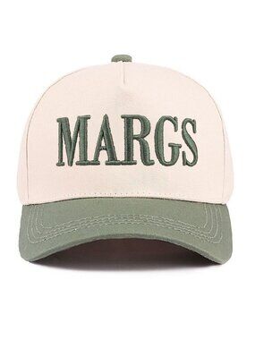 Margs Cream and Green two tone cotton hat